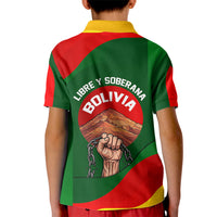 Bolivia Independence Day Kid Polo Shirt Coat Of Arms Libre Y Soberana Heritage Art Broken Chains