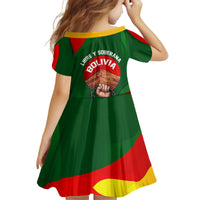Bolivia Independence Day Kid Short Sleeve Dress Coat Of Arms Libre Y Soberana Heritage Art Broken Chains