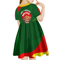 Bolivia Independence Day Kid Short Sleeve Dress Coat Of Arms Libre Y Soberana Heritage Art Broken Chains