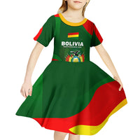 Bolivia Independence Day Kid Short Sleeve Dress Coat Of Arms Libre Y Soberana Heritage Art Broken Chains