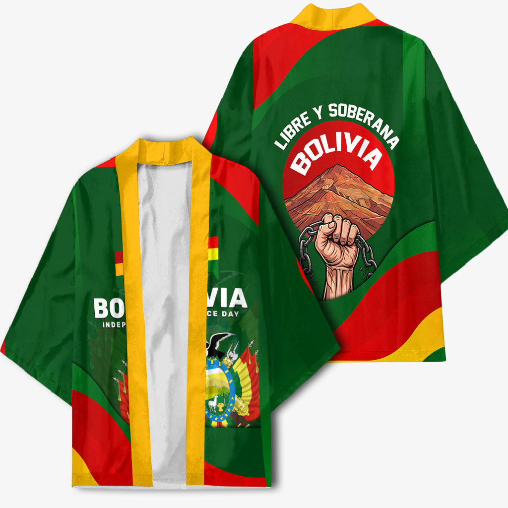 Bolivia Independence Day Kimono Coat Of Arms Libre Y Soberana Heritage Art Broken Chains