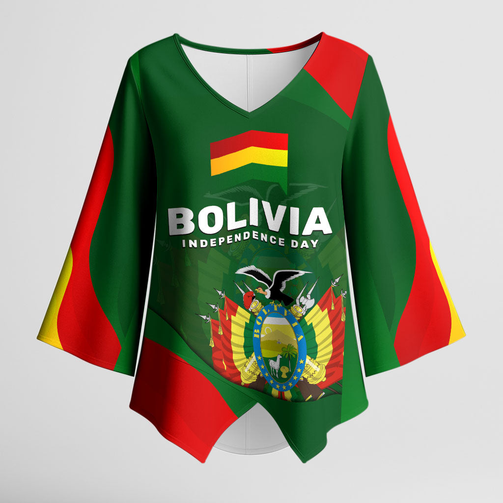 Bolivia Independence Day Kimono Sleeve Blouse Coat Of Arms Libre Y Soberana Heritage Art Broken Chains