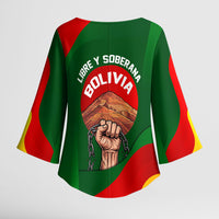 Bolivia Independence Day Kimono Sleeve Blouse Coat Of Arms Libre Y Soberana Heritage Art Broken Chains