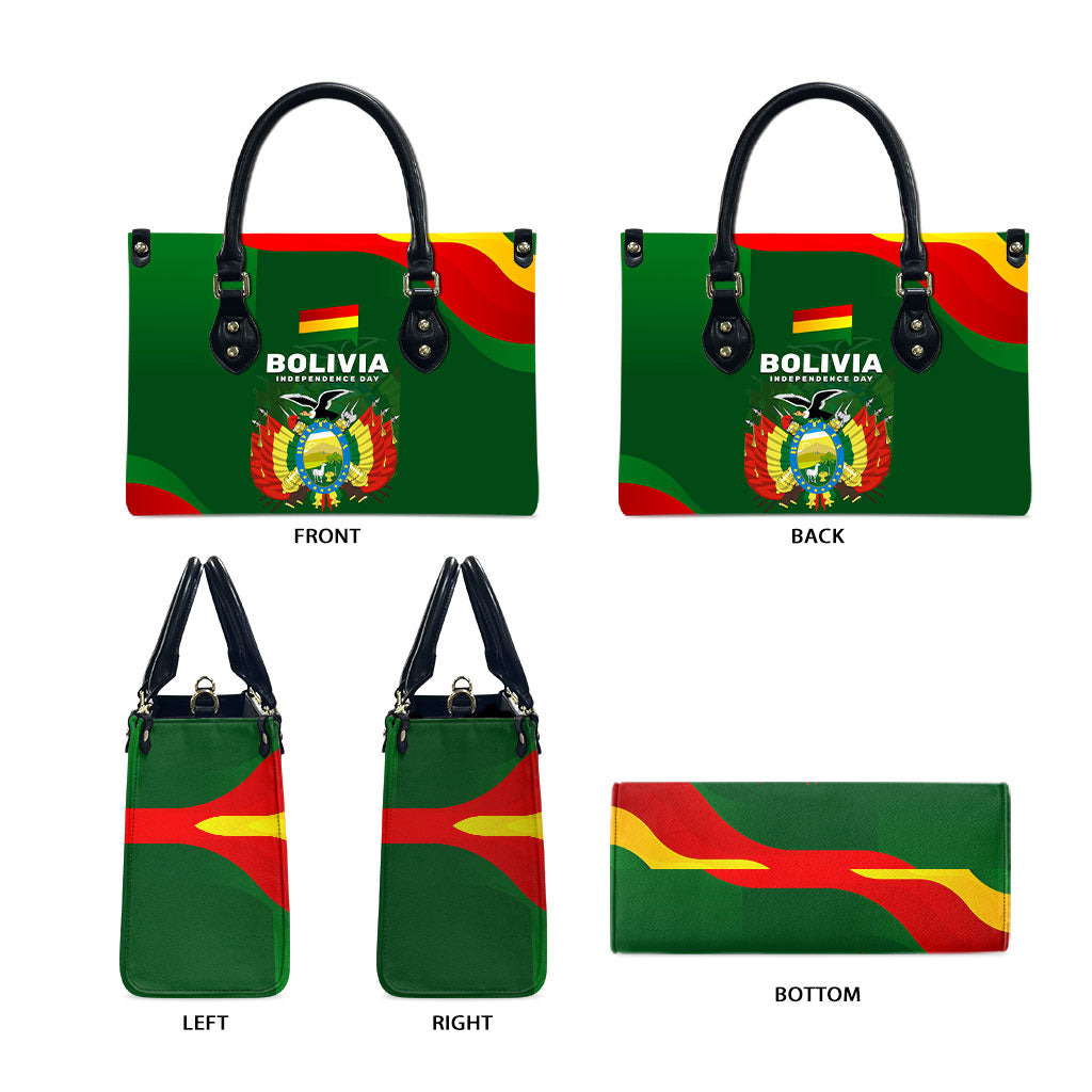 Bolivia Independence Day Leather Bag Coat Of Arms Libre Y Soberana Heritage Art Broken Chains