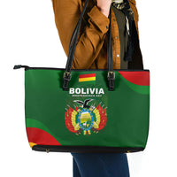 Bolivia Independence Day Leather Tote Bag Coat Of Arms Libre Y Soberana Heritage Art Broken Chains