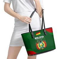 Bolivia Independence Day Leather Tote Bag Coat Of Arms Libre Y Soberana Heritage Art Broken Chains