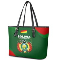 Bolivia Independence Day Leather Tote Bag Coat Of Arms Libre Y Soberana Heritage Art Broken Chains