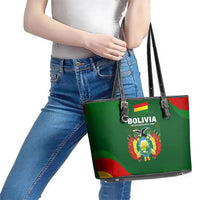 Bolivia Independence Day Leather Tote Bag Coat Of Arms Libre Y Soberana Heritage Art Broken Chains
