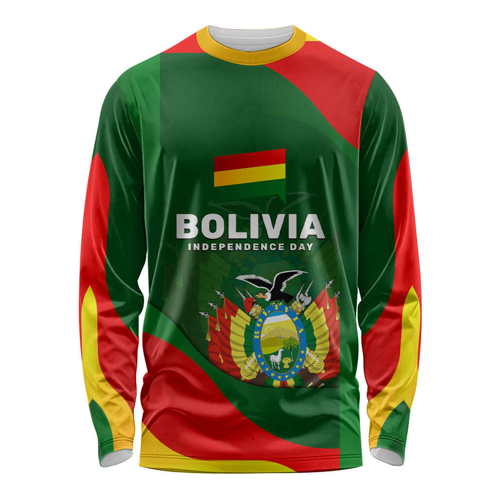 Bolivia Independence Day Long Sleeve Shirt Coat Of Arms Libre Y Soberana Heritage Art Broken Chains