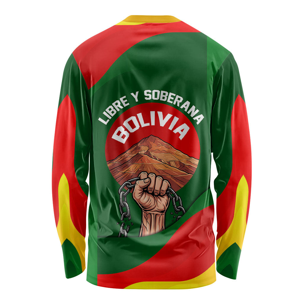 Bolivia Independence Day Long Sleeve Shirt Coat Of Arms Libre Y Soberana Heritage Art Broken Chains