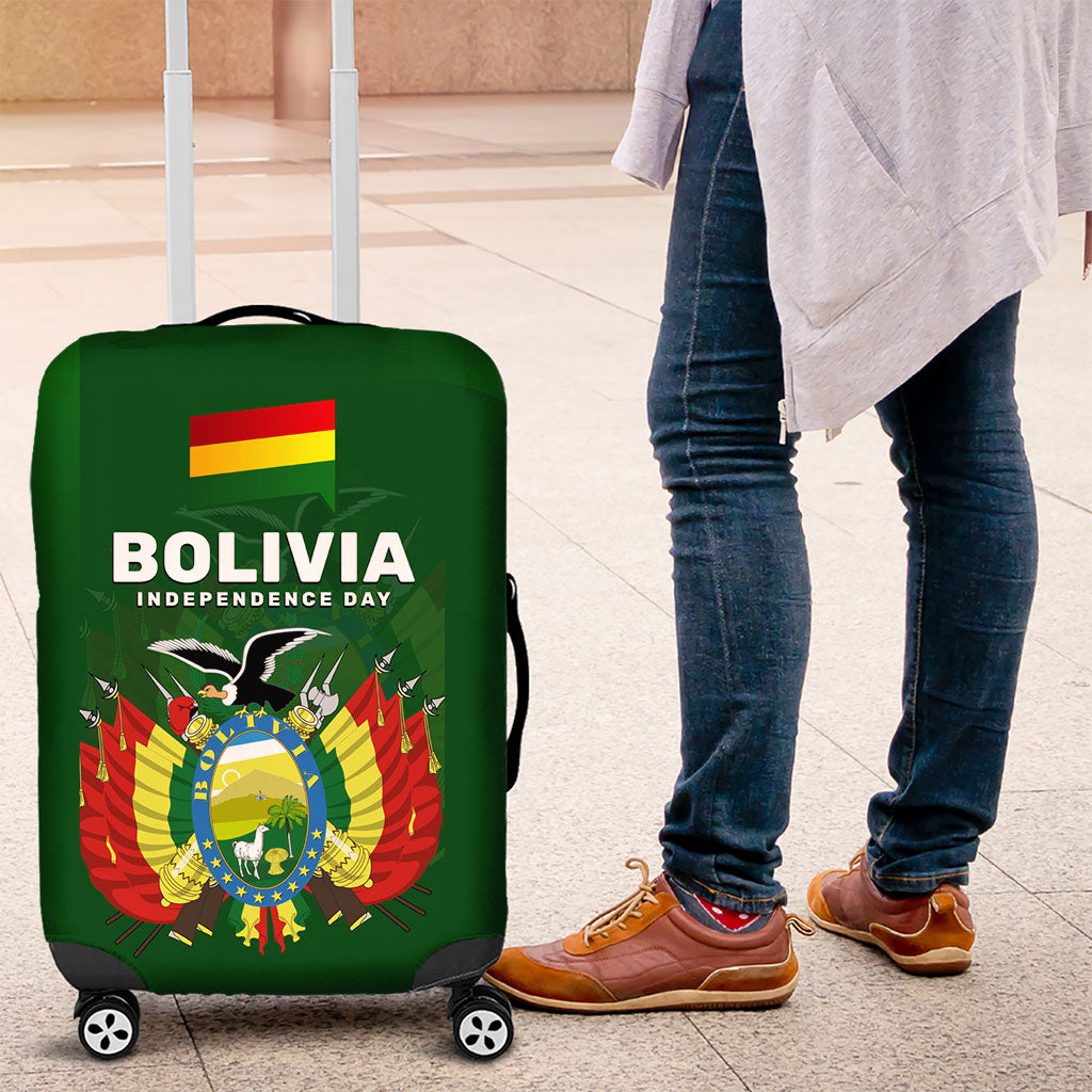Bolivia Independence Day Luggage Cover Coat Of Arms Libre Y Soberana Heritage Art Broken Chains