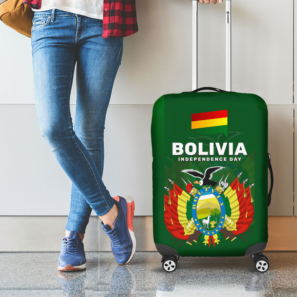 Bolivia Independence Day Luggage Cover Coat Of Arms Libre Y Soberana Heritage Art Broken Chains