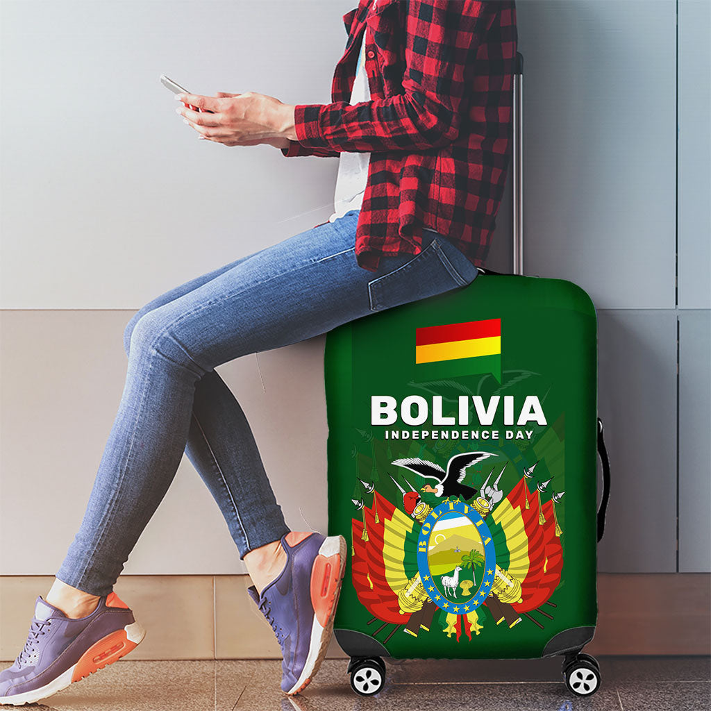 Bolivia Independence Day Luggage Cover Coat Of Arms Libre Y Soberana Heritage Art Broken Chains