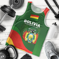 Bolivia Independence Day Men Tank Top Coat Of Arms Libre Y Soberana Heritage Art Broken Chains