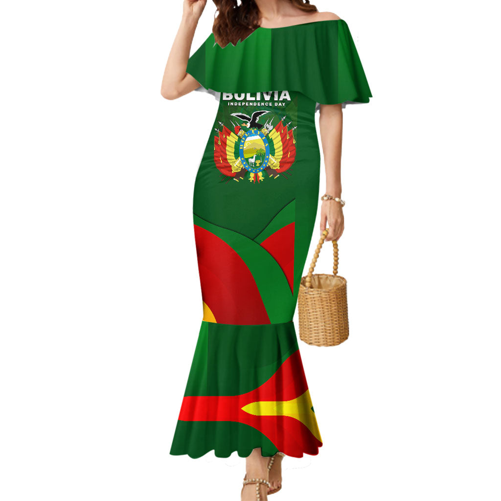 Bolivia Independence Day Mermaid Dress Coat Of Arms Libre Y Soberana Heritage Art Broken Chains