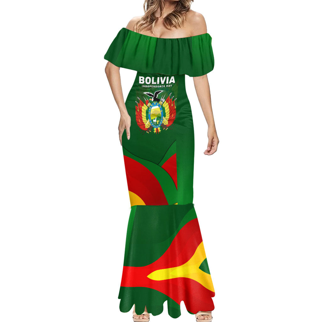 Bolivia Independence Day Mermaid Dress Coat Of Arms Libre Y Soberana Heritage Art Broken Chains