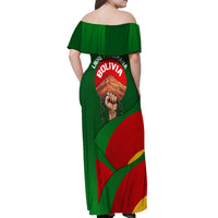 Bolivia Independence Day Off Shoulder Maxi Dress Coat Of Arms Libre Y Soberana Heritage Art Broken Chains
