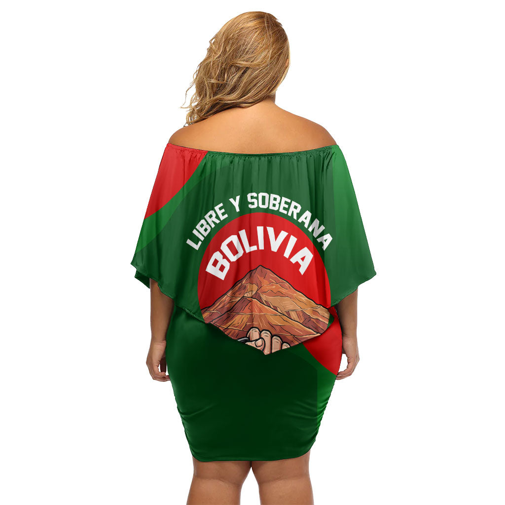 Bolivia Independence Day Off Shoulder Short Dress Coat Of Arms Libre Y Soberana Heritage Art Broken Chains