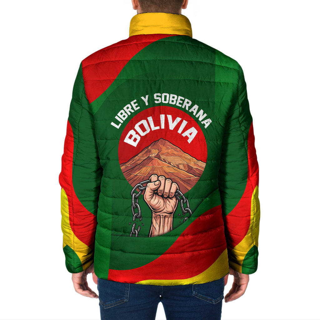 Bolivia Independence Day Padded Jacket Coat Of Arms Libre Y Soberana Heritage Art Broken Chains