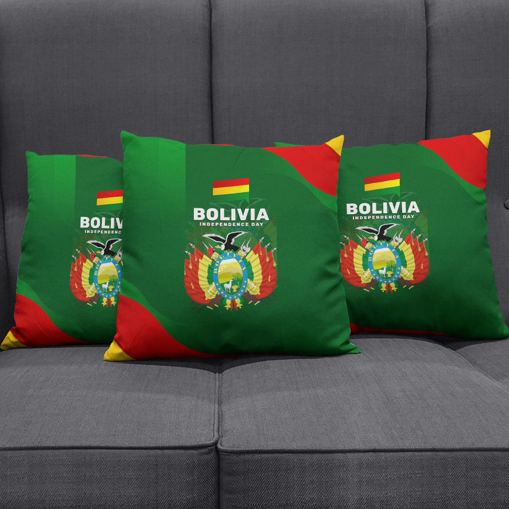 Bolivia Independence Day Pillow Cover Coat Of Arms Libre Y Soberana Heritage Art Broken Chains