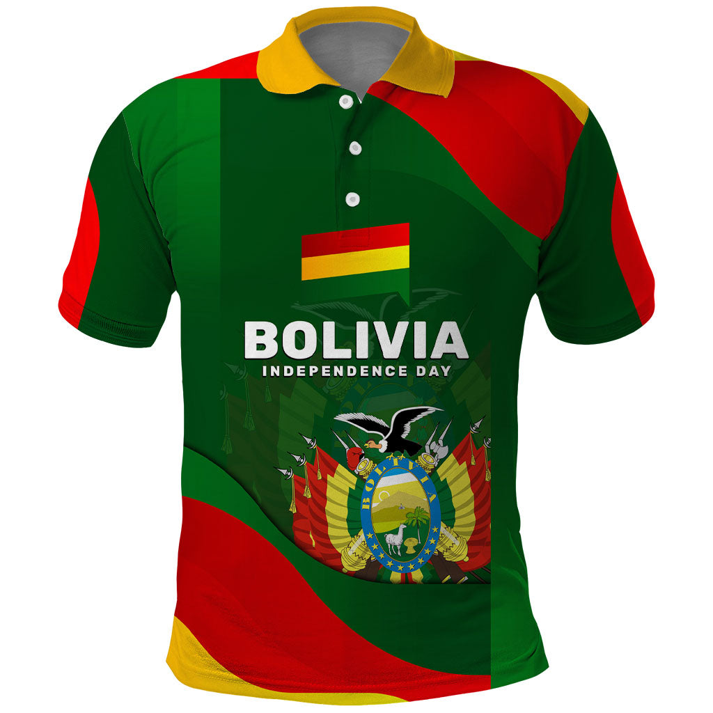Bolivia Independence Day Polo Shirt Coat Of Arms Libre Y Soberana Heritage Art Broken Chains