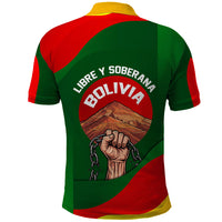 Bolivia Independence Day Polo Shirt Coat Of Arms Libre Y Soberana Heritage Art Broken Chains