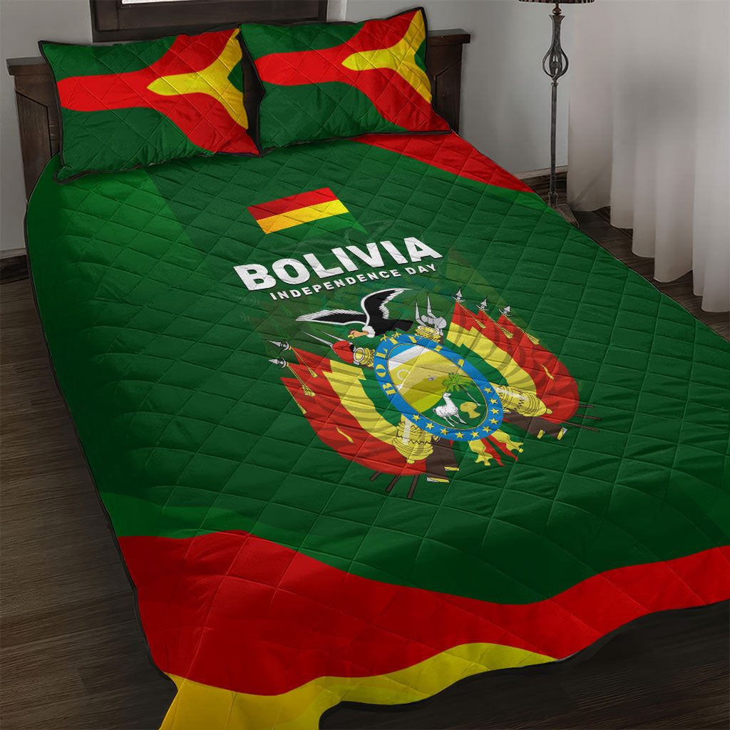 Bolivia Independence Day Quilt Bed Set Coat Of Arms Libre Y Soberana Heritage Art Broken Chains