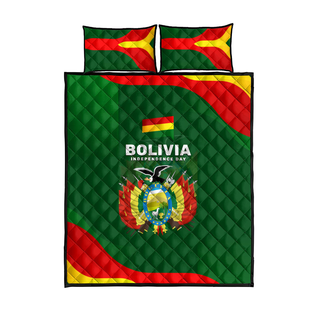 Bolivia Independence Day Quilt Bed Set Coat Of Arms Libre Y Soberana Heritage Art Broken Chains