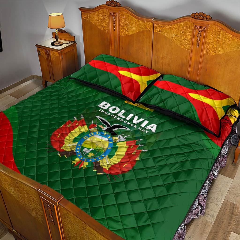 Bolivia Independence Day Quilt Bed Set Coat Of Arms Libre Y Soberana Heritage Art Broken Chains