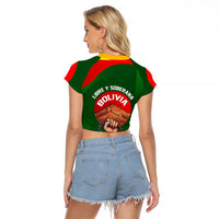 Bolivia Independence Day Raglan Cropped T Shirt Coat Of Arms Libre Y Soberana Heritage Art Broken Chains