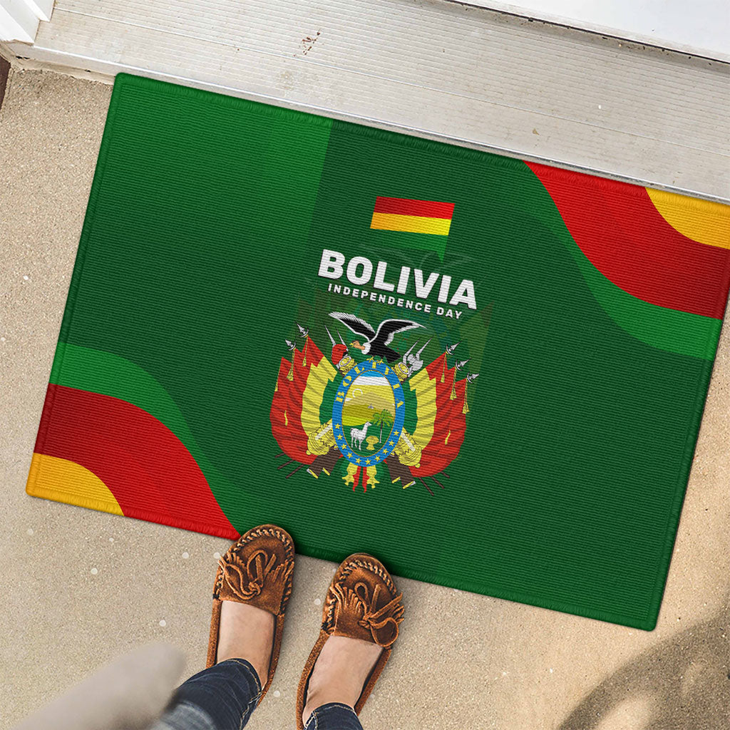 Bolivia Independence Day Rubber Doormat Coat Of Arms Libre Y Soberana Heritage Art Broken Chains