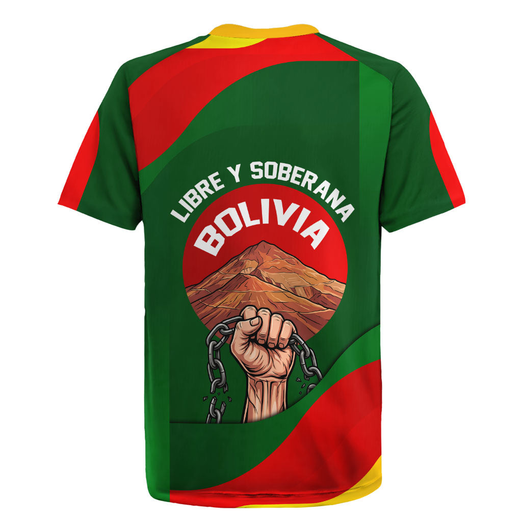 Bolivia Independence Day Rugby Jersey Coat Of Arms Libre Y Soberana Heritage Art Broken Chains