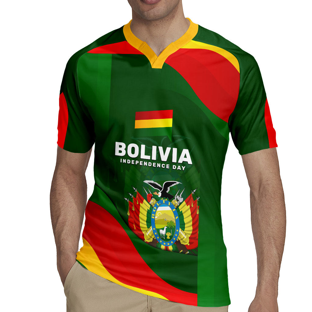 Bolivia Independence Day Rugby Jersey Coat Of Arms Libre Y Soberana Heritage Art Broken Chains