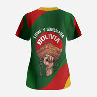 Bolivia Independence Day Scrub Top Coat Of Arms Libre Y Soberana Heritage Art Broken Chains