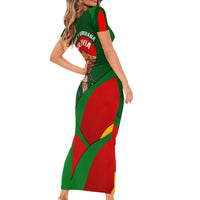 Bolivia Independence Day Short Sleeve Bodycon Dress Coat Of Arms Libre Y Soberana Heritage Art Broken Chains