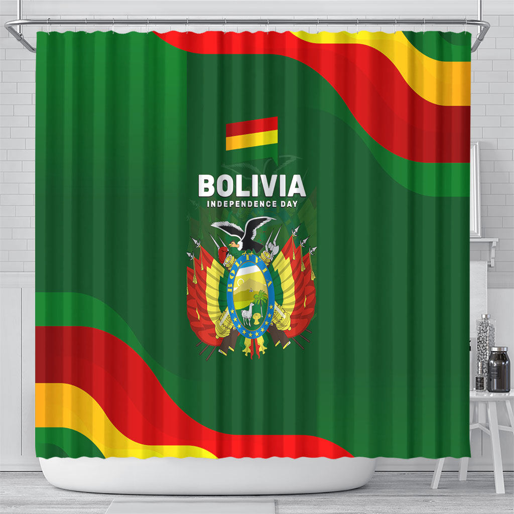 Bolivia Independence Day Shower Curtain Coat Of Arms Libre Y Soberana Heritage Art Broken Chains