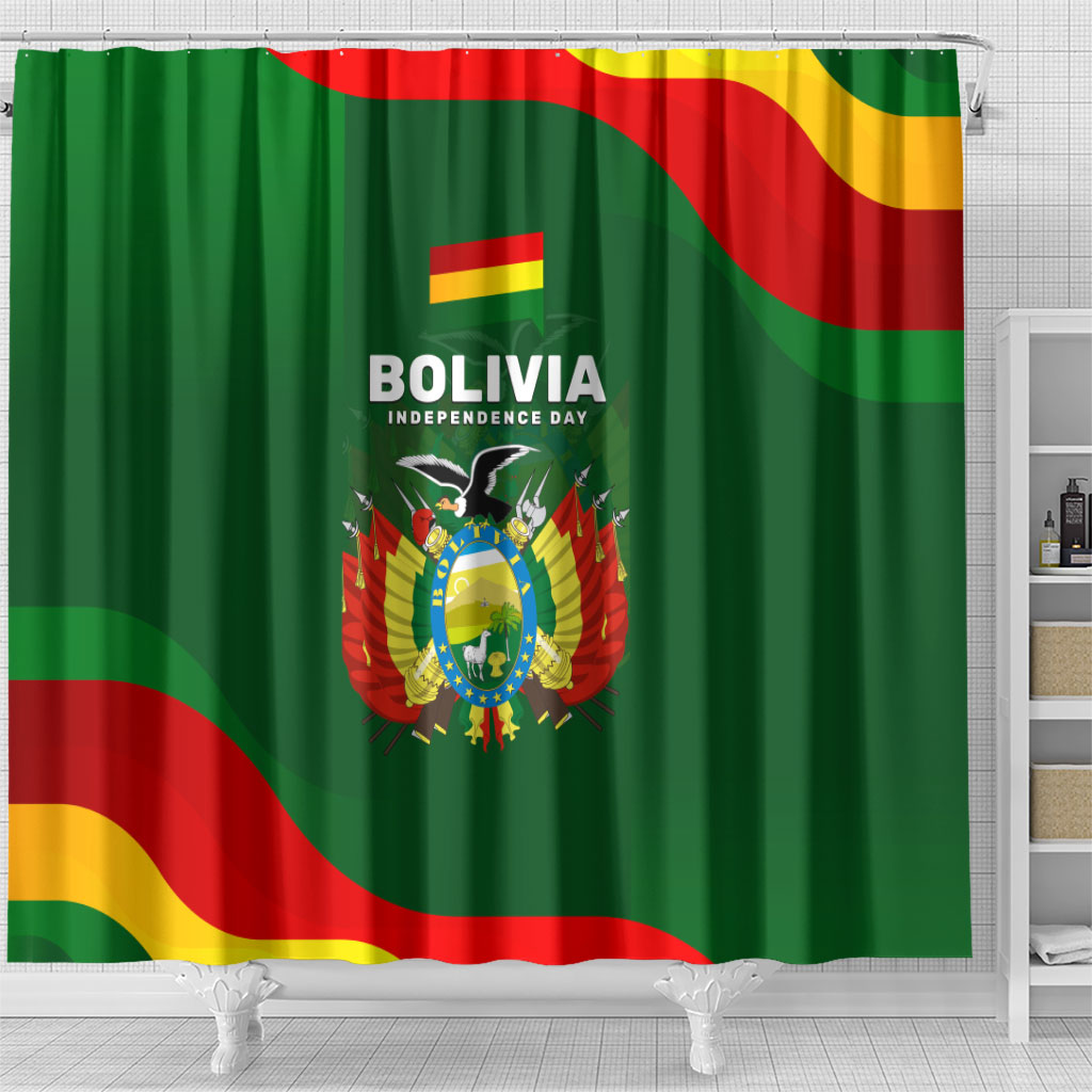 Bolivia Independence Day Shower Curtain Coat Of Arms Libre Y Soberana Heritage Art Broken Chains