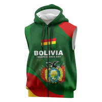 Bolivia Independence Day Sleeveless Zip Hoodie Coat Of Arms Libre Y Soberana Heritage Art Broken Chains