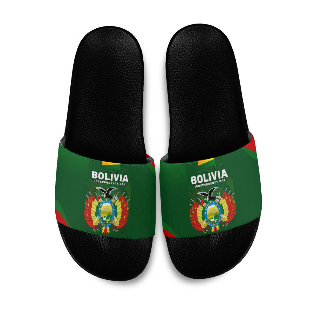 Bolivia Independence Day Slide Sandals Coat Of Arms Libre Y Soberana Heritage Art Broken Chains