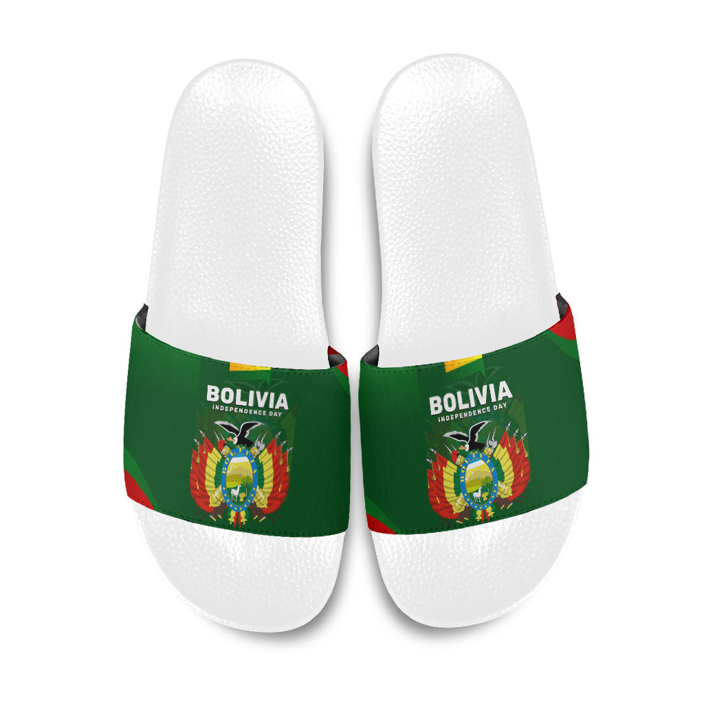 Bolivia Independence Day Slide Sandals Coat Of Arms Libre Y Soberana Heritage Art Broken Chains