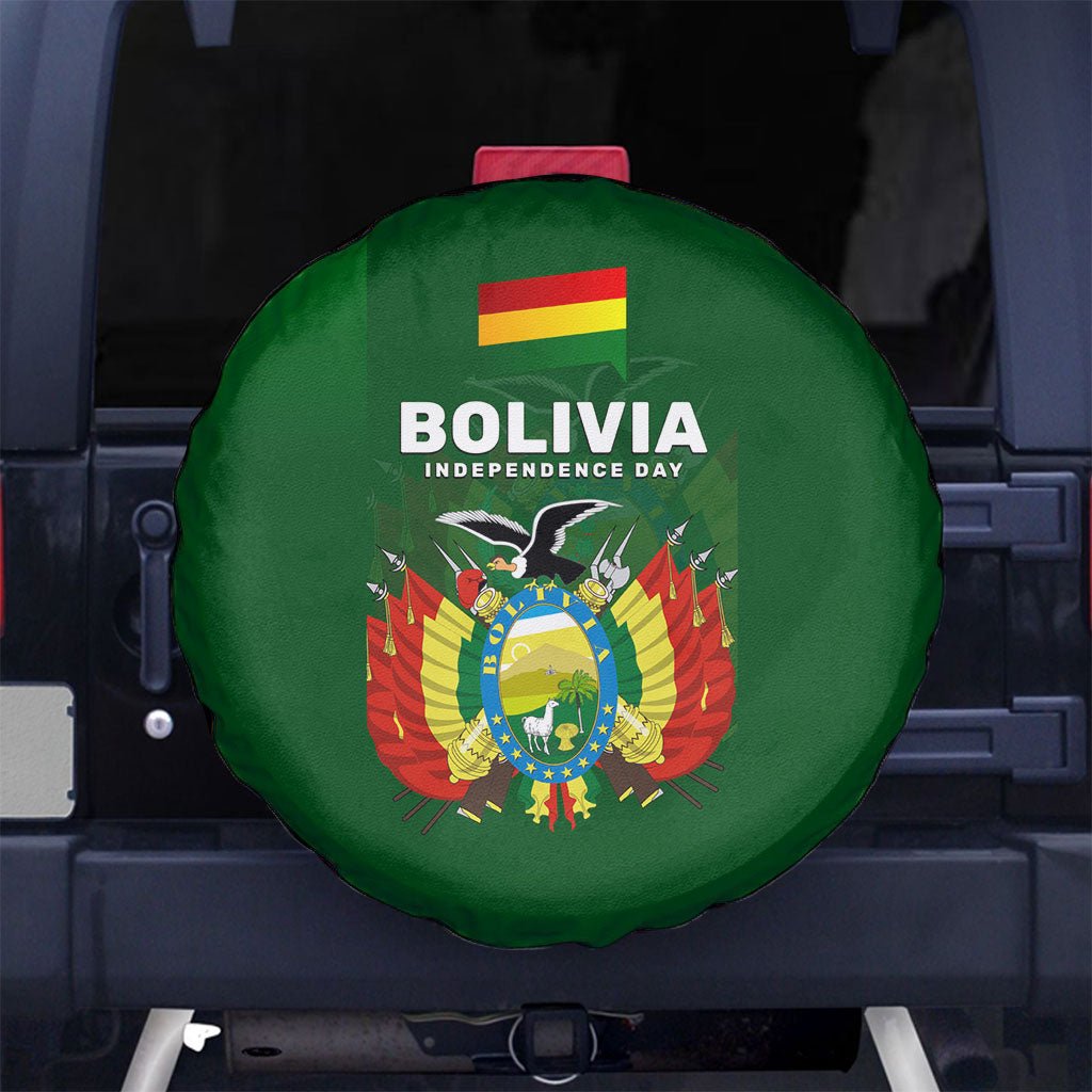 Bolivia Independence Day Spare Tire Cover Coat Of Arms Libre Y Soberana Heritage Art Broken Chains