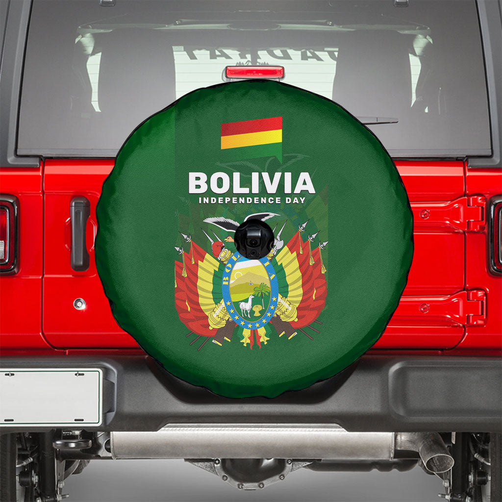 Bolivia Independence Day Spare Tire Cover Coat Of Arms Libre Y Soberana Heritage Art Broken Chains