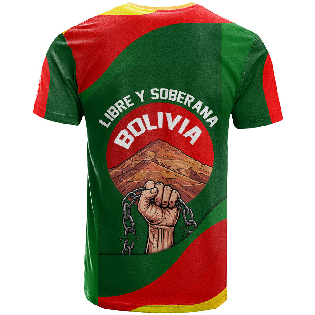 Bolivia Independence Day T Shirt Coat Of Arms Libre Y Soberana Heritage Art Broken Chains
