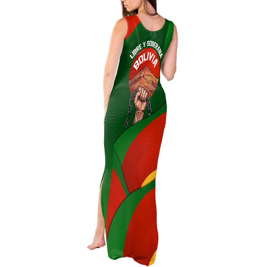 Bolivia Independence Day Tank Maxi Dress Coat Of Arms Libre Y Soberana Heritage Art Broken Chains