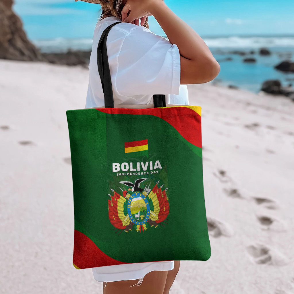 Bolivia Independence Day Tote Bag Coat Of Arms Libre Y Soberana Heritage Art Broken Chains