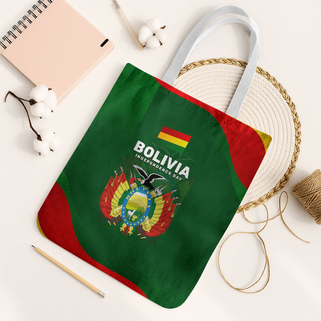 Bolivia Independence Day Tote Bag Coat Of Arms Libre Y Soberana Heritage Art Broken Chains