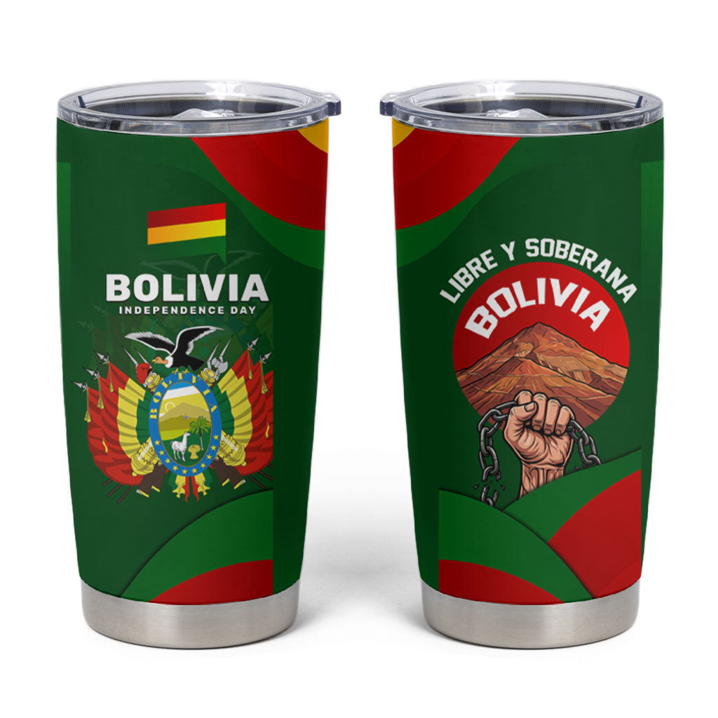 Bolivia Independence Day Tumbler Cup Coat Of Arms Libre Y Soberana Heritage Art Broken Chains