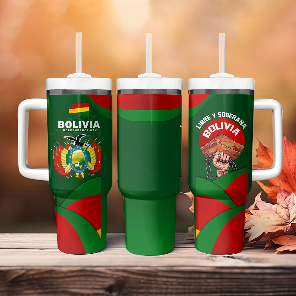 Bolivia Independence Day Tumbler With Handle Coat Of Arms Libre Y Soberana Heritage Art Broken Chains