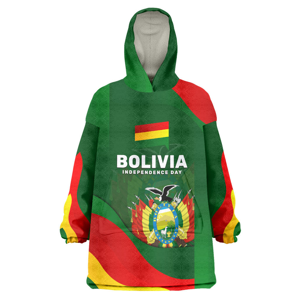 Bolivia Independence Day Wearable Blanket Hoodie Coat Of Arms Libre Y Soberana Heritage Art Broken Chains