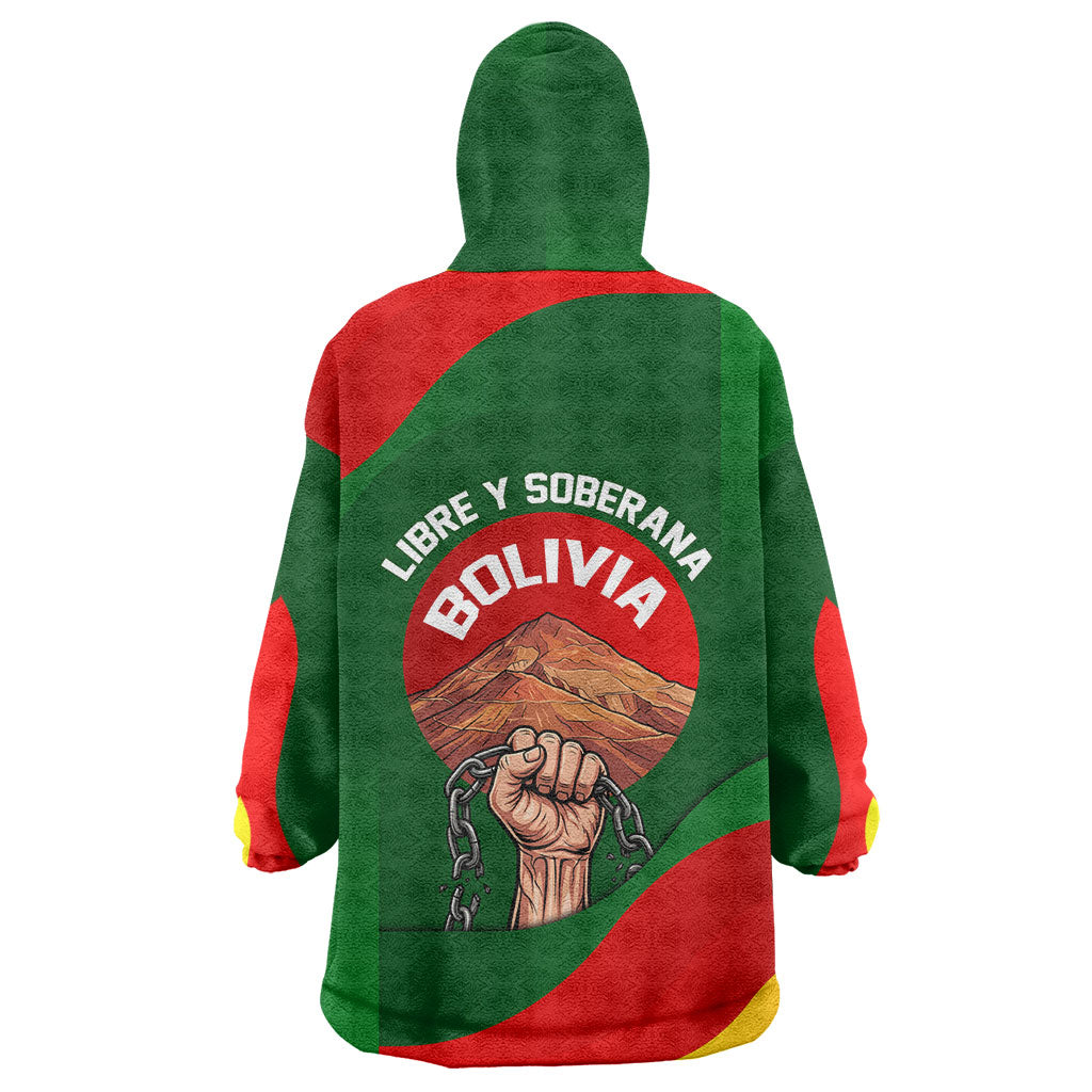Bolivia Independence Day Wearable Blanket Hoodie Coat Of Arms Libre Y Soberana Heritage Art Broken Chains